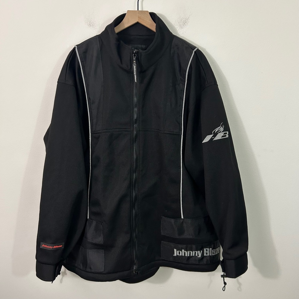 Rare Johnny Blaze Mesh Jacket Black Reflective Vintage 90's Y2K Mens 2XL
